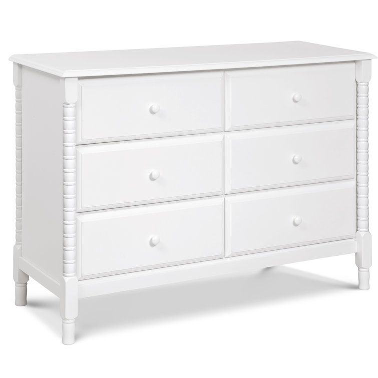 White Spindle 6-Drawer Nursery Dresser