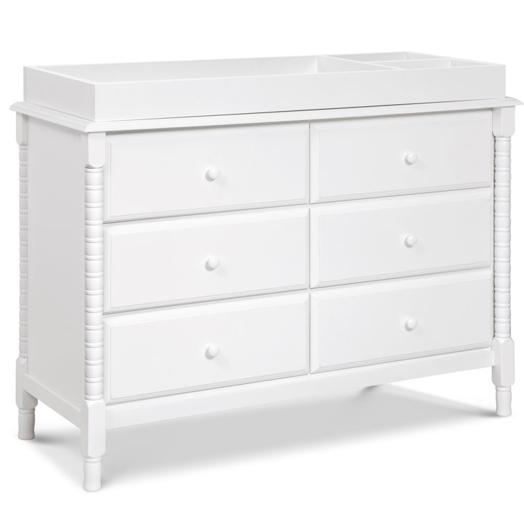 White Spindle 6-Drawer Nursery Dresser