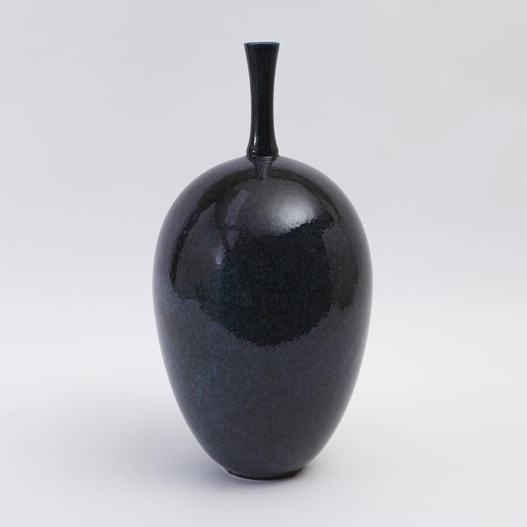Small Celestial Dark Teal Ceramic Ovoid Vase