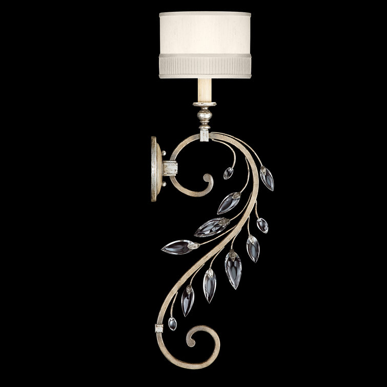 Crystal Laurel Dimmable Silver Sconce, Direct Wired, 32"