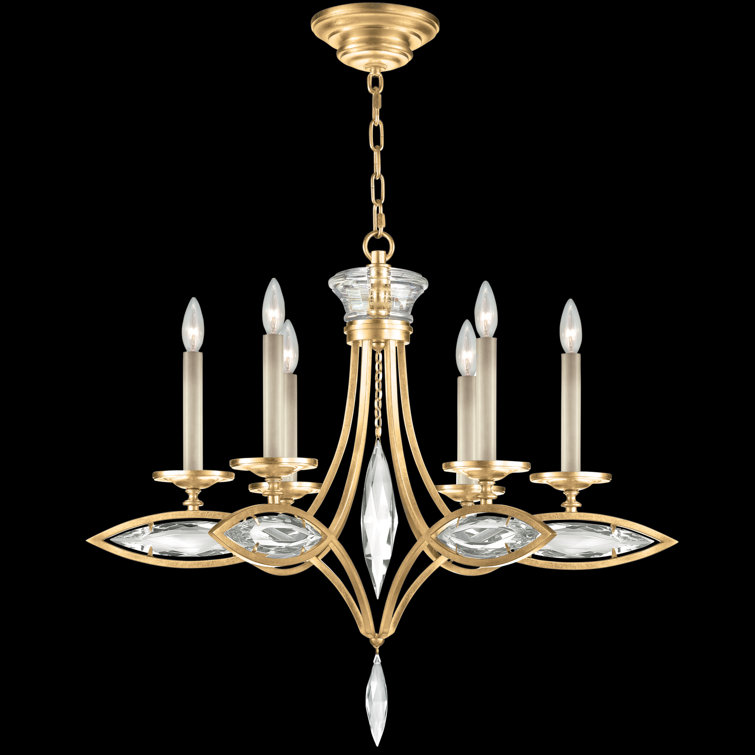 Marquise Gold Leaf 6-Light Chandelier with Hand-Cut Crystals