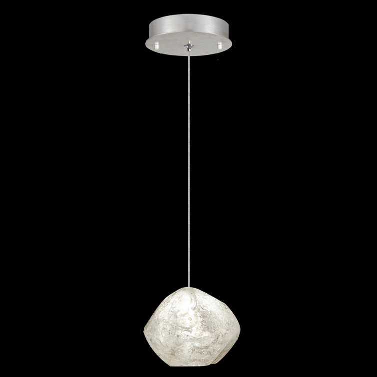 Mini Quartz Glass LED Drop Pendant in Platinized Silver