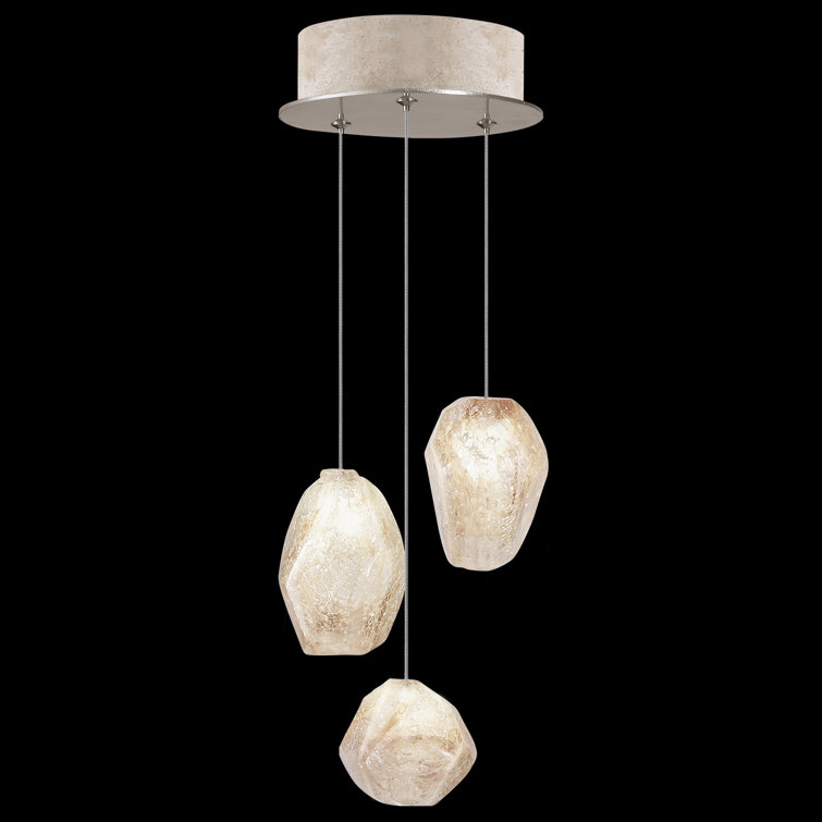 Gold Glass 3-Light Cluster Pendant with LED Bulbs