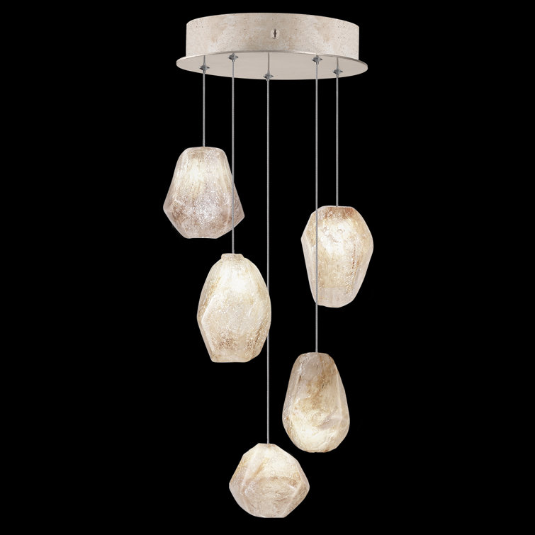 Elegant Gold Quartz Glass 5-Light LED Pendant