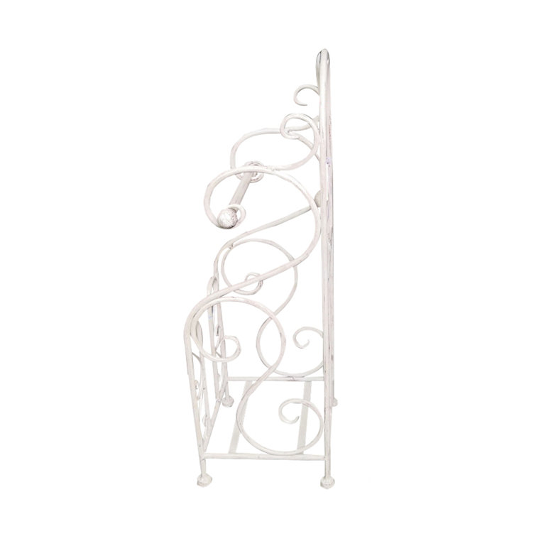 Ivory White Metal Freestanding Toilet Paper Holder with Scroll Design