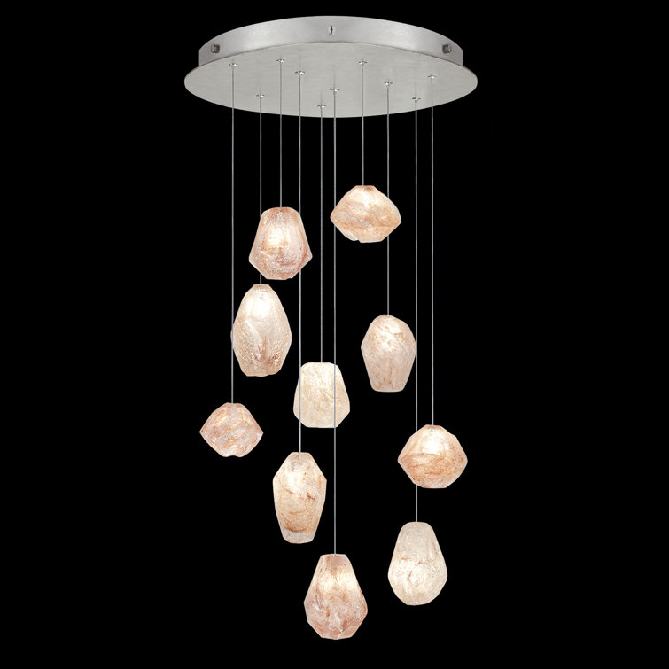 Silver Glass LED 10-Light Cluster Pendant