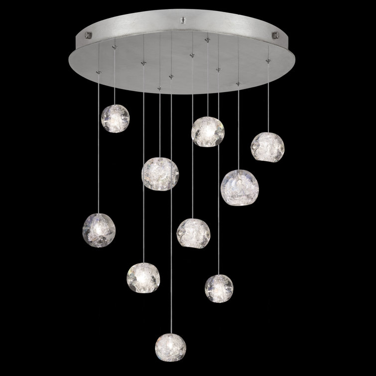 Nebula Essence 22" Silver LED Glass Round Pendant