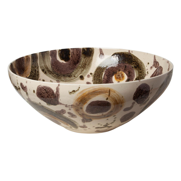 Handcrafted Earthtone Ceramic Bowl with Stand