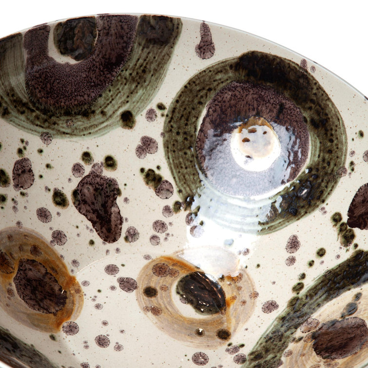 Handcrafted Earthtone Ceramic Bowl with Stand
