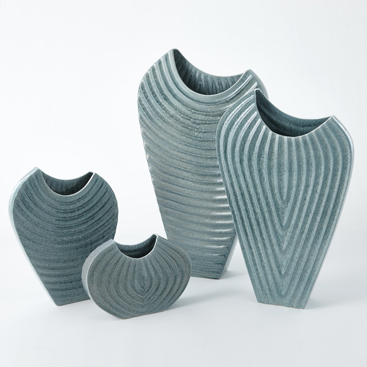 Azure Ripple Ceramic Vase 25.5" H x 14.5" W