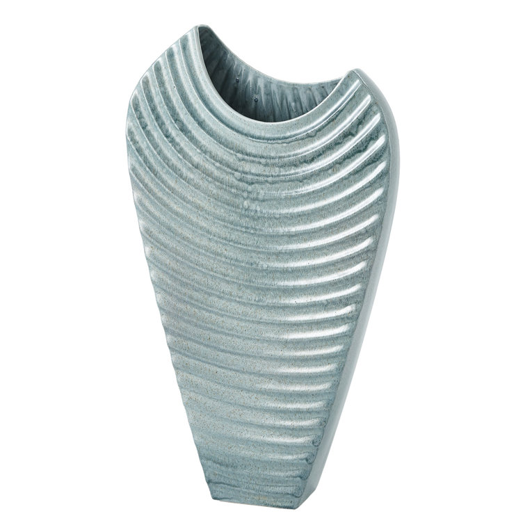 Azure Ripple Ceramic Vase 25.5" H x 14.5" W