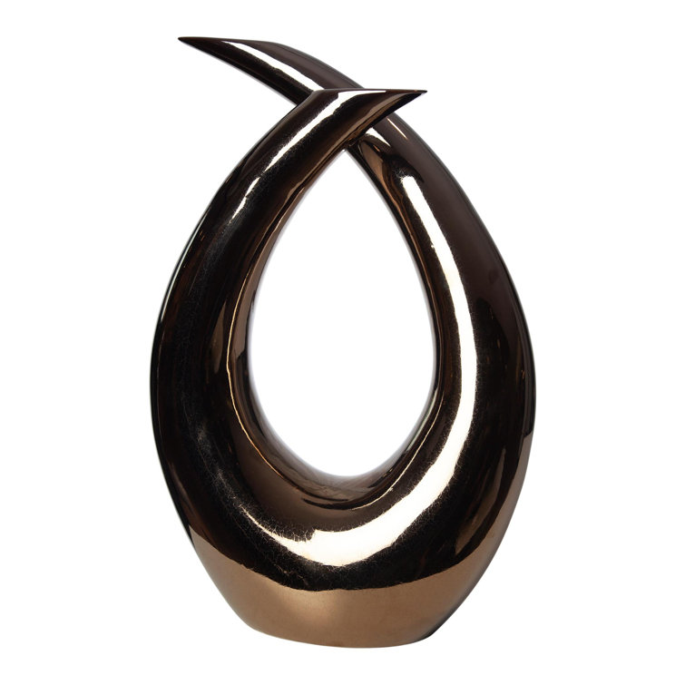 Portuguese Handcrafted Ceramic Bronze Loop Sculpture