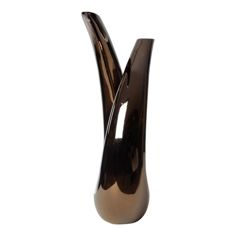 Portuguese Handcrafted Ceramic Bronze Loop Sculpture