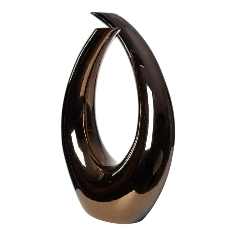 Portuguese Handcrafted Ceramic Bronze Loop Sculpture