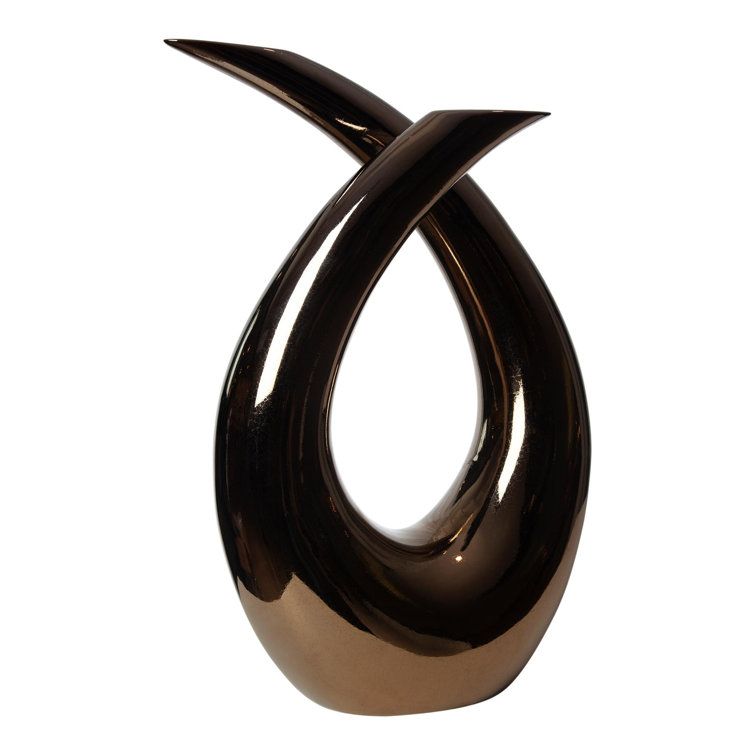 Portuguese Handcrafted Ceramic Bronze Loop Sculpture