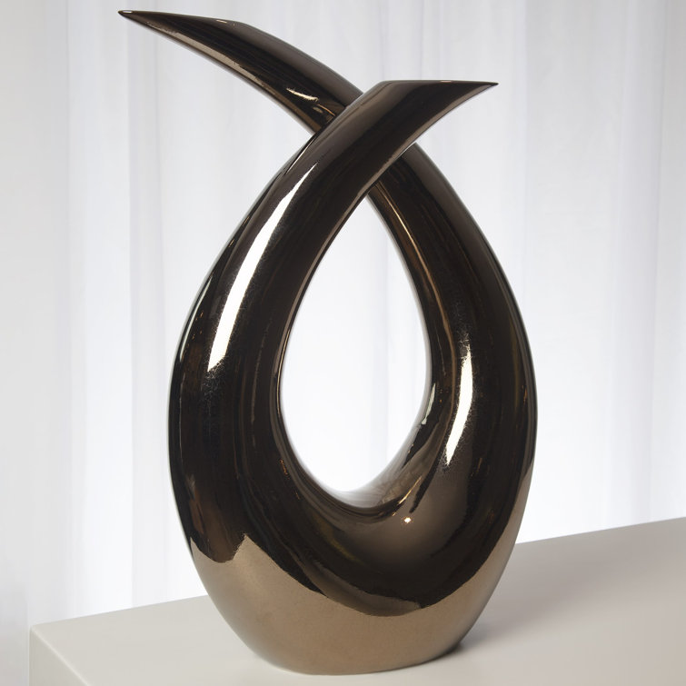 Portuguese Handcrafted Ceramic Bronze Loop Sculpture