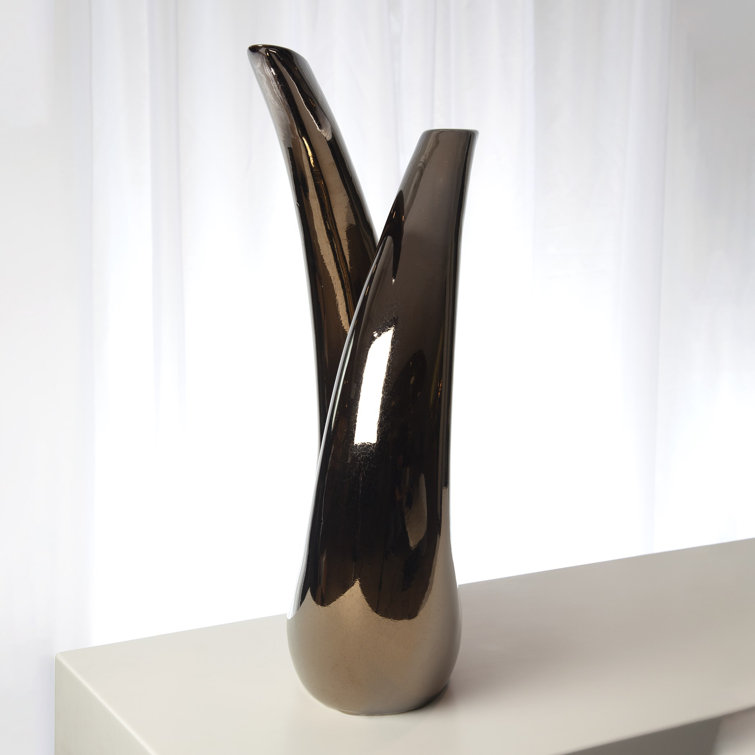 Portuguese Handcrafted Ceramic Bronze Loop Sculpture