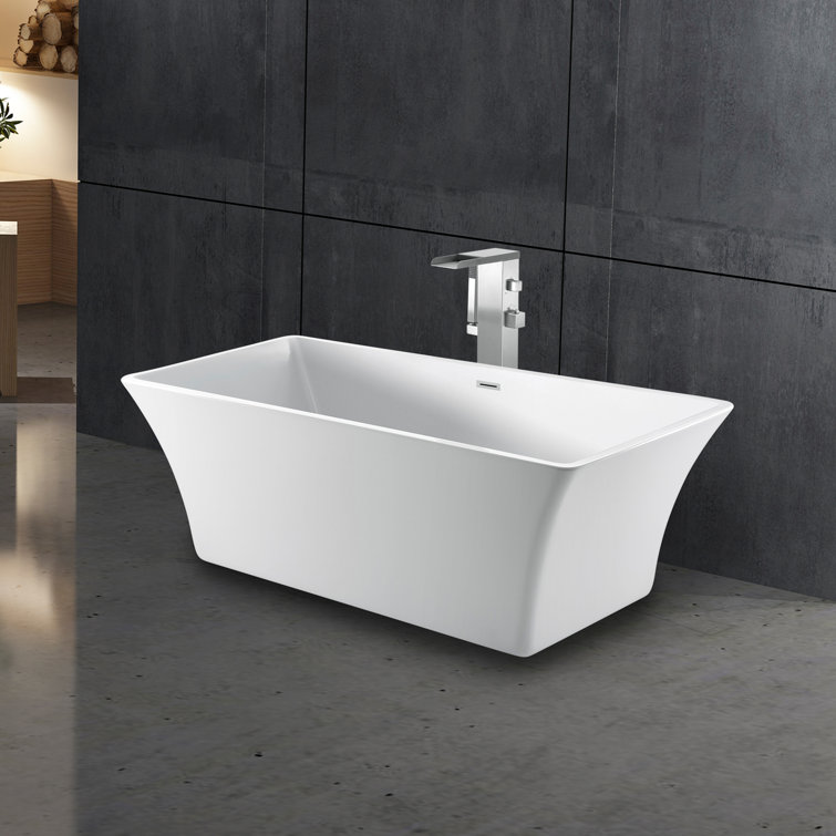Taylor 66'' White Acrylic Freestanding Soaking Bathtub