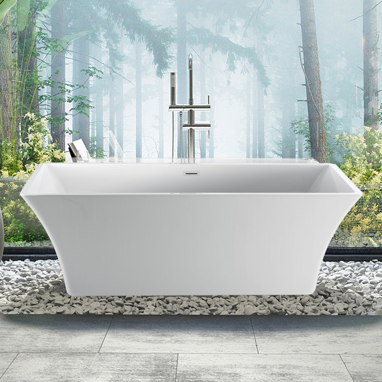 Taylor 66'' White Acrylic Freestanding Soaking Bathtub