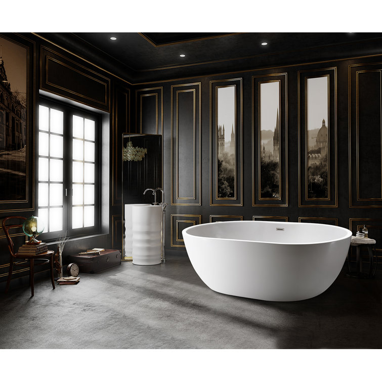 Piper 71'' Extra Wide Freestanding White Acrylic Soaking Tub
