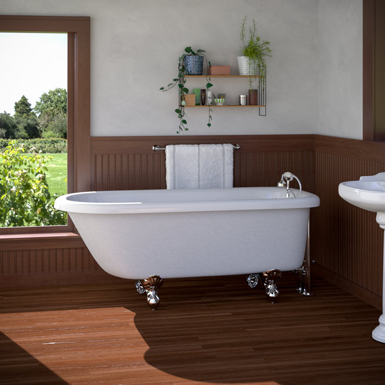 Atlin 67'' White Acrylic Clawfoot Soaking Bathtub
