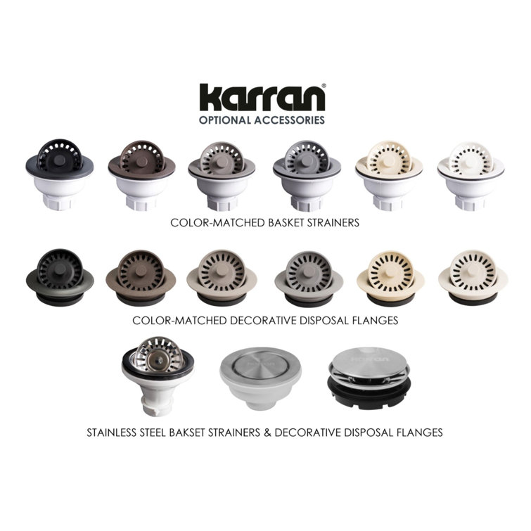 Gray Quartz 34'' Double Bowl Farmhouse Kitchen Sink Kit