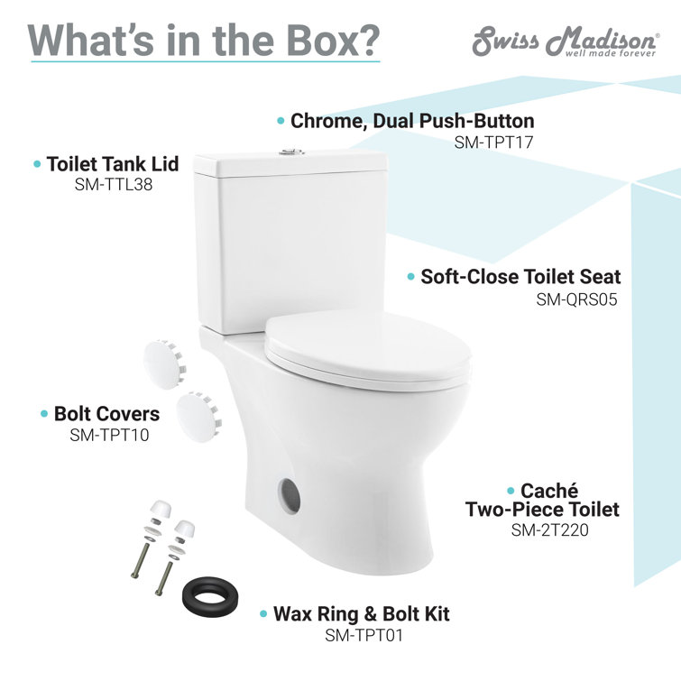 White Elongated Dual-Flush High Efficiency Two-Piece Toilet