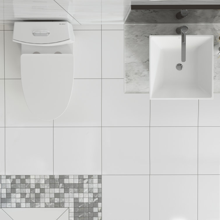 Glossy White Ceramic Dual Flush Elongated One-Piece Toilet