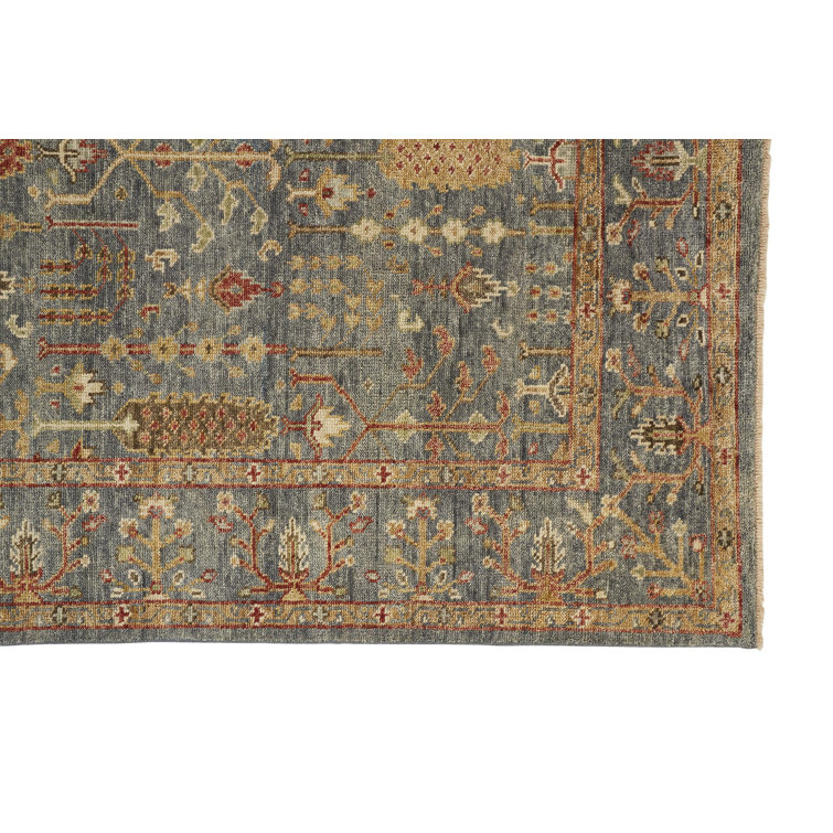Gray Hand-Knotted Wool Rectangular Area Rug 11'-6" x 15'