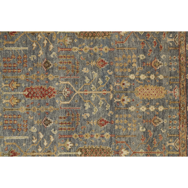 Gray Hand-Knotted Wool Rectangular Area Rug 11'-6" x 15'