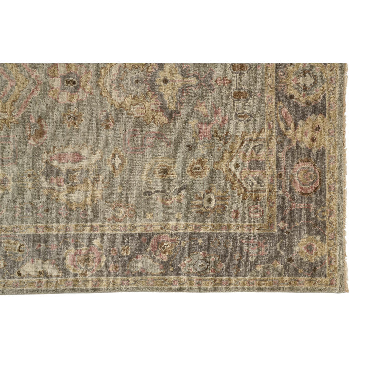 Carrington Gray and Gold Hand-Knotted Wool Area Rug
