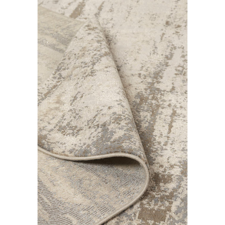 Frida Ivory Abstract Lustrous Viscose Area Rug, 7'9" x 10'