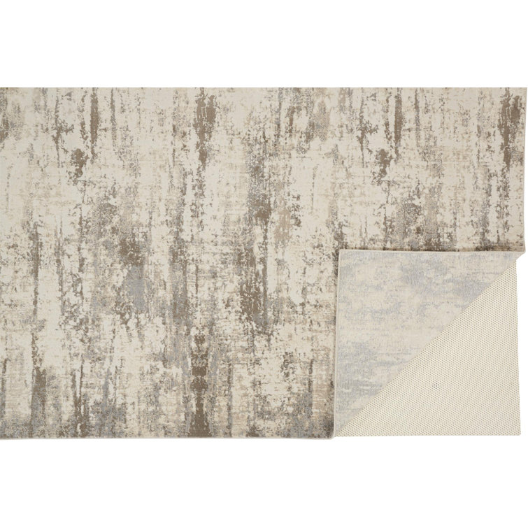 Frida Ivory Abstract Lustrous Viscose Area Rug, 7'9" x 10'