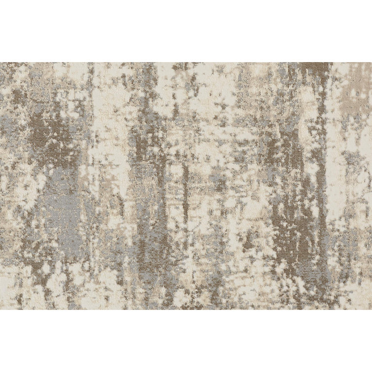 Frida Ivory Abstract Lustrous Viscose Area Rug, 7'9" x 10'