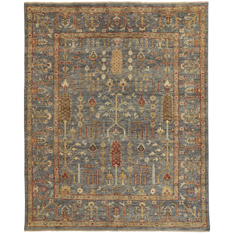 Gray Hand-Knotted Wool Rectangular Area Rug 11'-6" x 15'