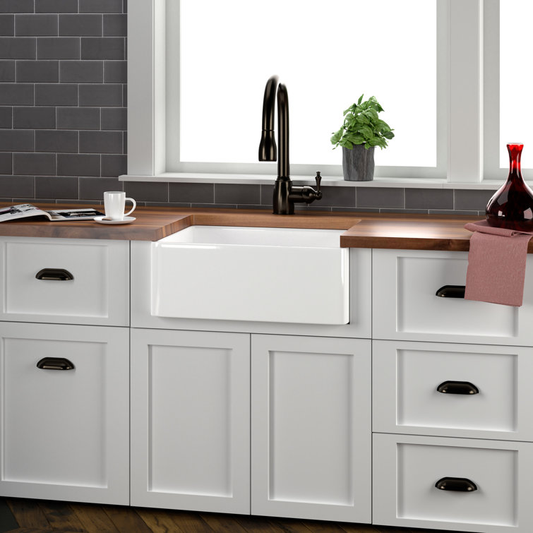 24'' Biscuit Fireclay Farmhouse Single Bowl Kitchen Sink