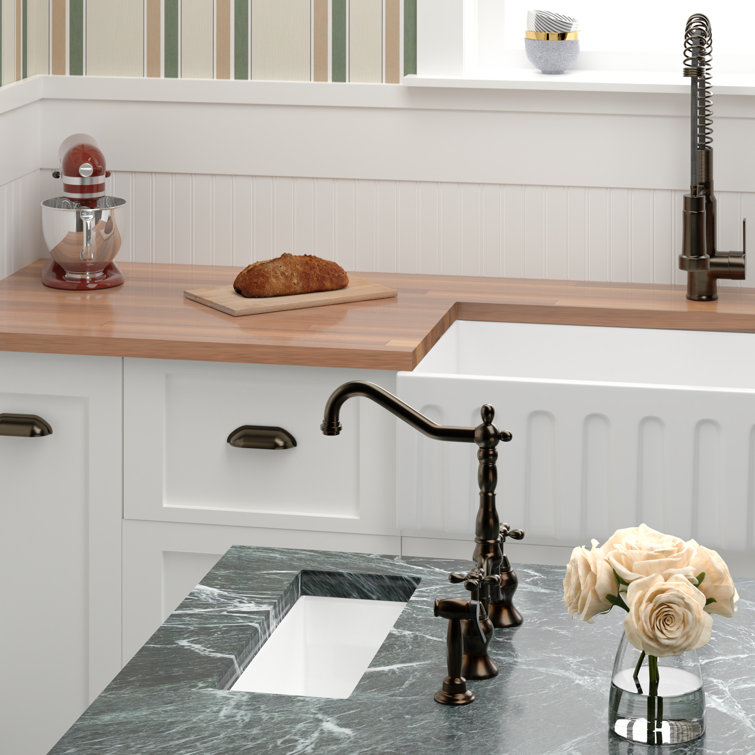 19'' White Fireclay Undermount Single Bowl Kitchen Sink