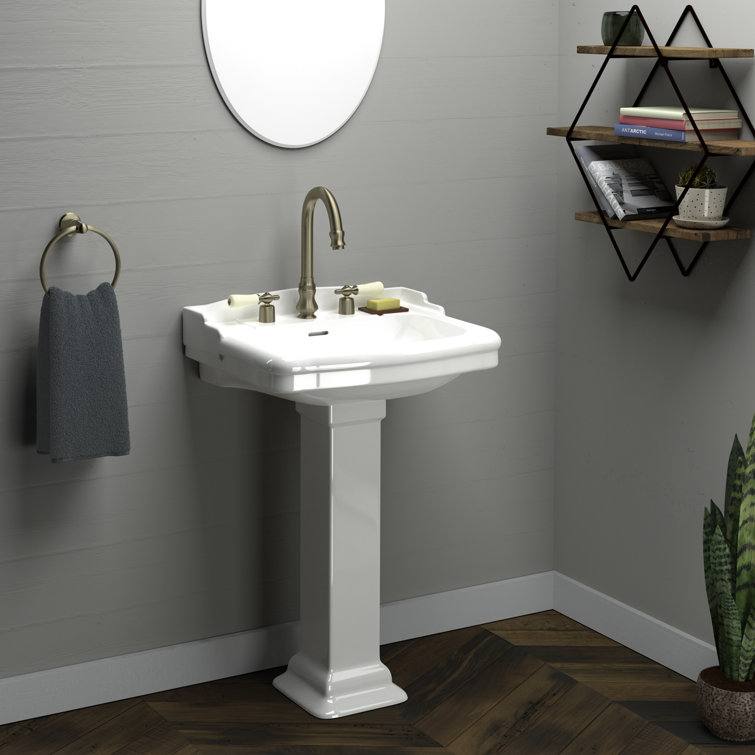 Stanford 26" Beige Ceramic Pedestal Sink with Overflow