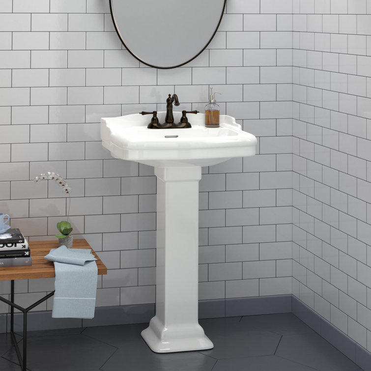 Stanford 24'' White Ceramic Pedestal Sink with Overflow