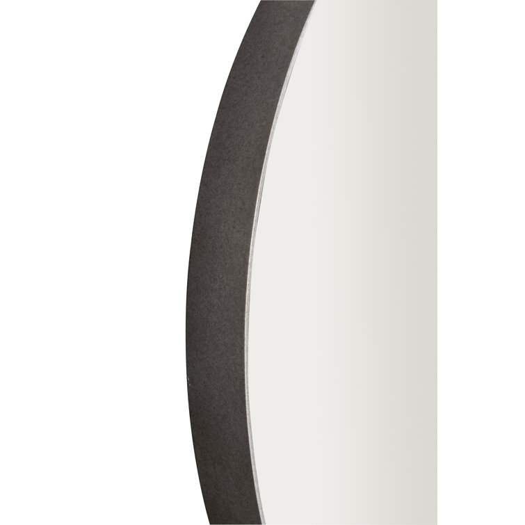 Gray Round Contemporary Wood Vanity Mirror