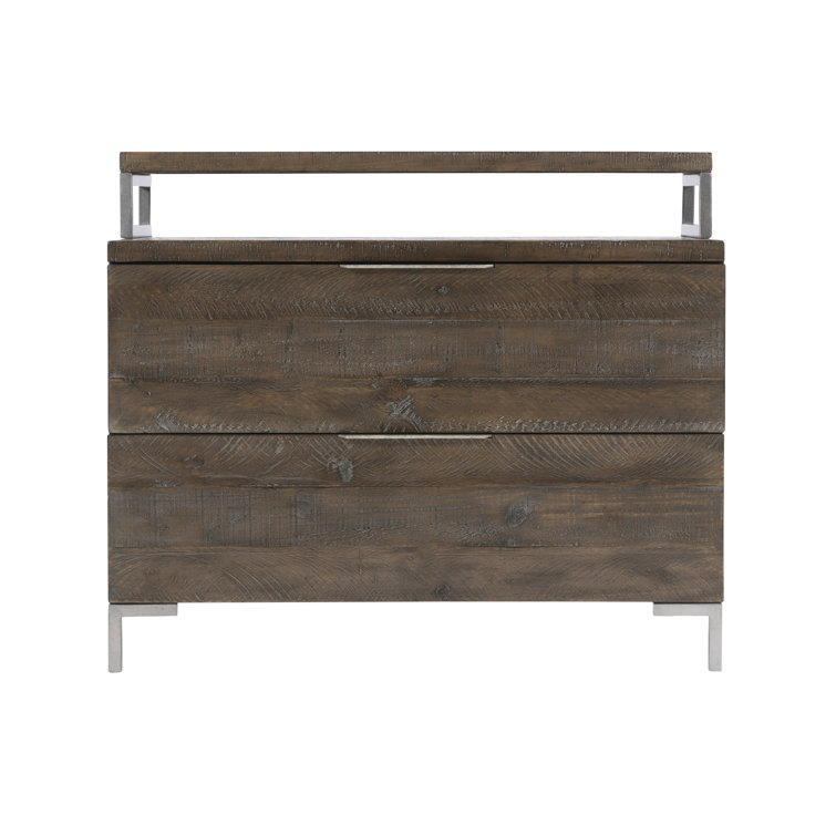 Sable Brown Pine and Metal 2-Drawer Nightstand