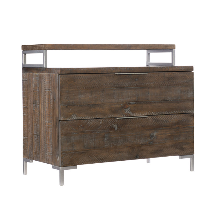 Sable Brown Pine and Metal 2-Drawer Nightstand