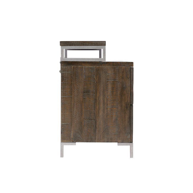 Sable Brown Pine and Metal 2-Drawer Nightstand