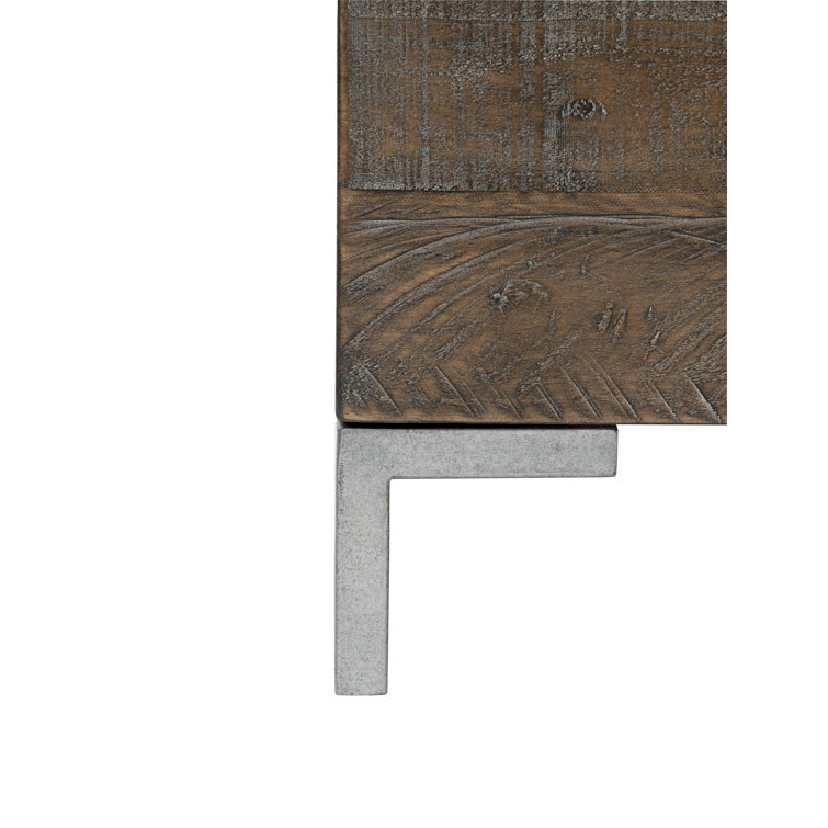 Sable Brown Pine and Metal 2-Drawer Nightstand