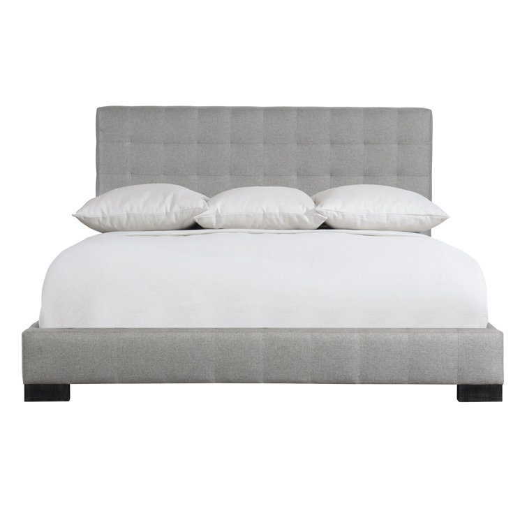 Gray Tufted Upholstered California King Bed with Metal Frame