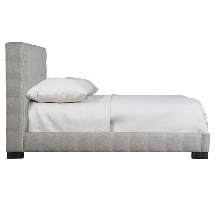 Gray Tufted Upholstered California King Bed with Metal Frame