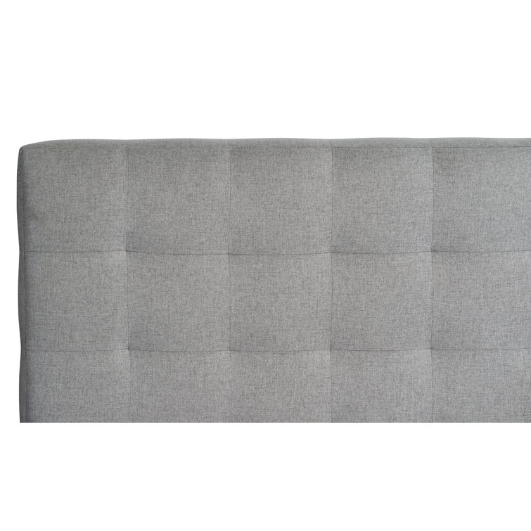 Gray Tufted Upholstered California King Bed with Metal Frame