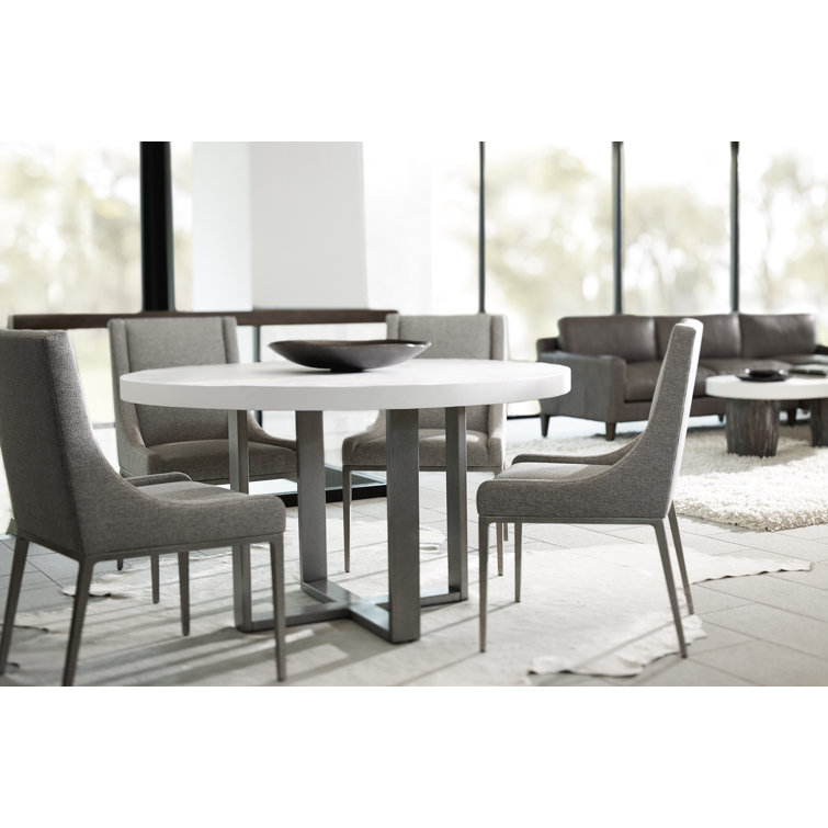 Lowell Transitional Beige Leather Upholstered Arm Chair with Metal Frame