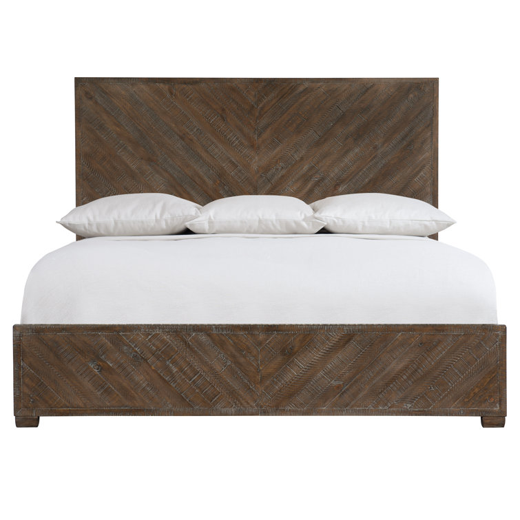 Sable Brown Pine Wood Queen Panel Bed with Headboard