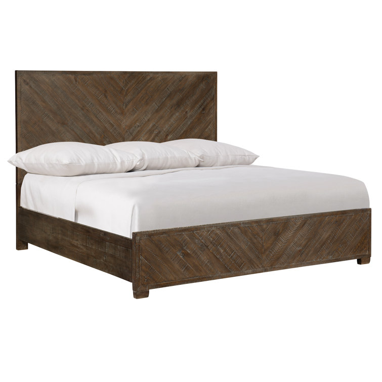 Sable Brown Pine Wood Queen Panel Bed with Headboard